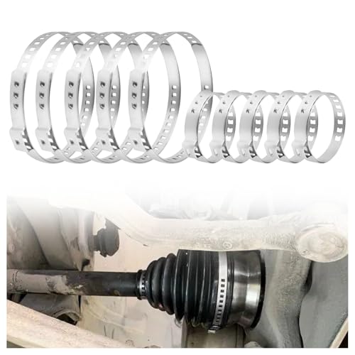 SSNNUU 10PCS CV Boot Clamp Kit Include 5PCS Small and 5PCS Large Hose Clamps Adjustable Hose Clamps Stainless Steel Universal Pipe Clamps for Fasten Steering Dust Covers and Fuel Hoses