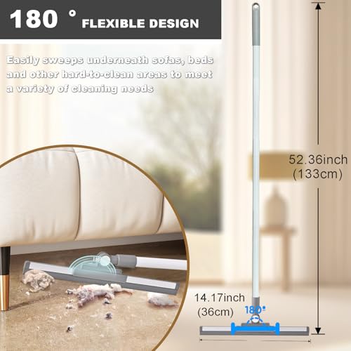 Image of Squeegee Broom for Floor Shower Squeegee with Long Handle Rubber Wiper for Bathroom Tile Shower Glass Car Window Deck Patio Cleaning