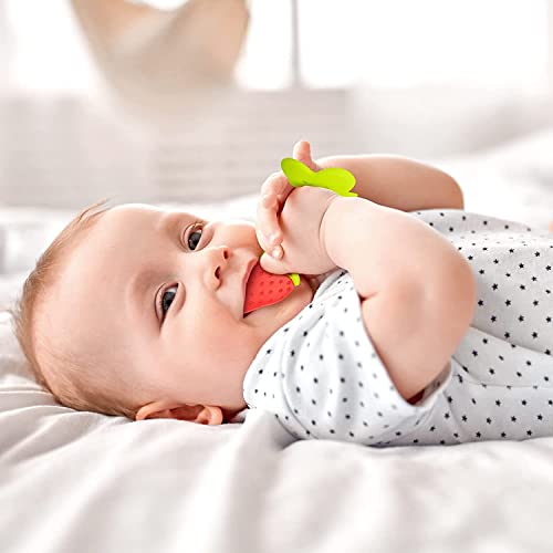 Image of DKB Infants Silicone Teether Ideal Teether For 6 To 12 Months Baby, Bpa Free Teething Toys For Babies, 2 Pcs Same Design Color Blue & Red
