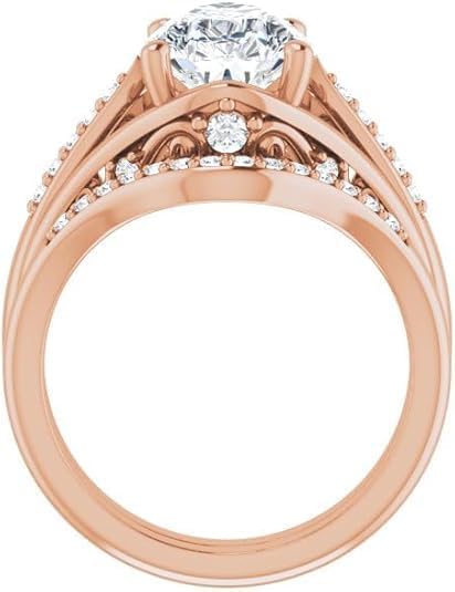 3 CT Moissanite Engagement Ring 10K 14K 18K Solid Gold, 925 Sterling Silver Willow Solitaire Bridal Ring Set Promise Ring for Wedding Christmas gift for Women