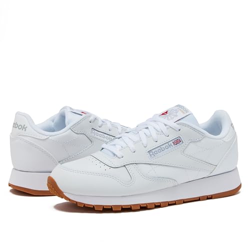 Reebok Classic Leather Girls & Boys Shoes for Kids, Toddler, Little Kid or Big Kid Sneakers, White/Gum, 5.5 Big Kid