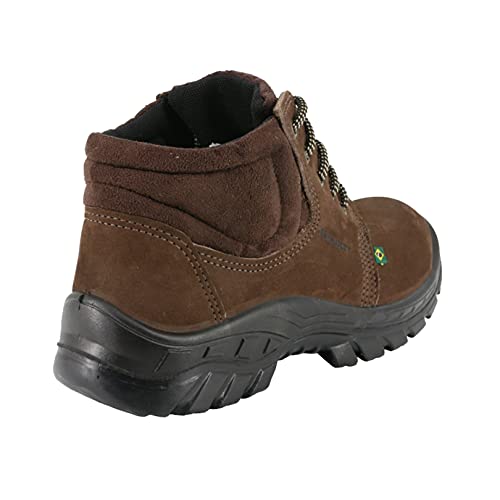 Bota de Segurança com Bico de PVC com Couro Nobuck (39, Marrom)
