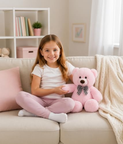 Image of MaoGoLan 15 Inches Small Teddy Bear, Pink Plush Gift for Kids and Adults