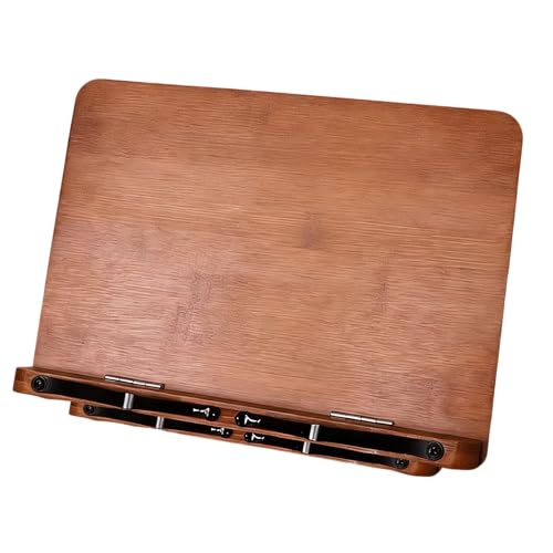 Bamboo Book Stand foldable wooden cookbook stand with page clips 5-level adjustable height Cookbook Reading Desk Portable Sturdy Lightweight Bookstand-Textbooks Books