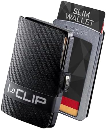 I-CLIP - Gunmetal Black (Carbon Fiber) - Slim Wallet - Minimalist, Thin Design & Money Clip