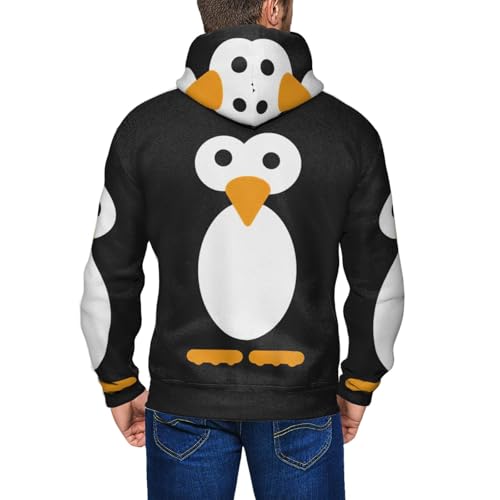 Sweat à capuche homme imprimé pingouin décontracté à manches longues
