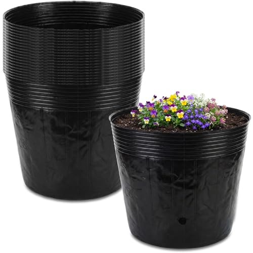 Ferrochef 20 Pcs 10 Gallon Nursery Bags 15.8 Inch Round Nursery Plant Pots Containers Soft Plastic with Drainage Holes for Large Flowers Trees Vegetables Indoor Outdoor Women Gardening Gifts Black