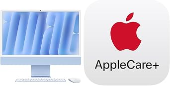 Apple 2024 iMac 8 Core CPU with 8 Core GPU M4 Chip, 24" Retina Display, 16GB Unified Memory, 256GB SSD Storage - Blue + 3 Year Extended AppleCare+ for iMacM4