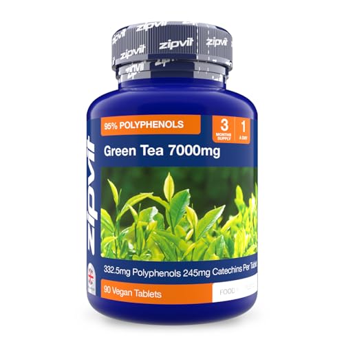 Zipvit Green Tea Extract 7000mg Antioxidant 95% Polyphenols. 90 Vegan Green Tea Tablets. 3 Months Supply.