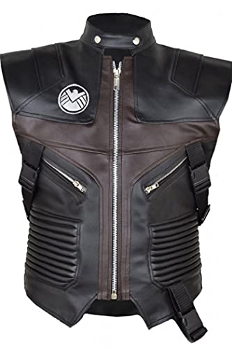 Mens Clint Barton Hawkeye Jeremy Renner Cosplay Costume Stylish Biker Black Faux Leather Vest
