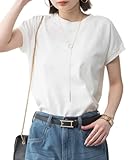 [atONE] ATK-0034[アットワン] クルーネックフレンチスリーブ Tシャツ モックネック カットソー レディース インナー FREE オフホワイト