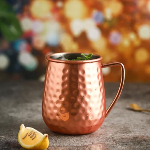 Taza Moscow Mule Alipis de acero inoxidable resistente con acabado martillado elegante 5