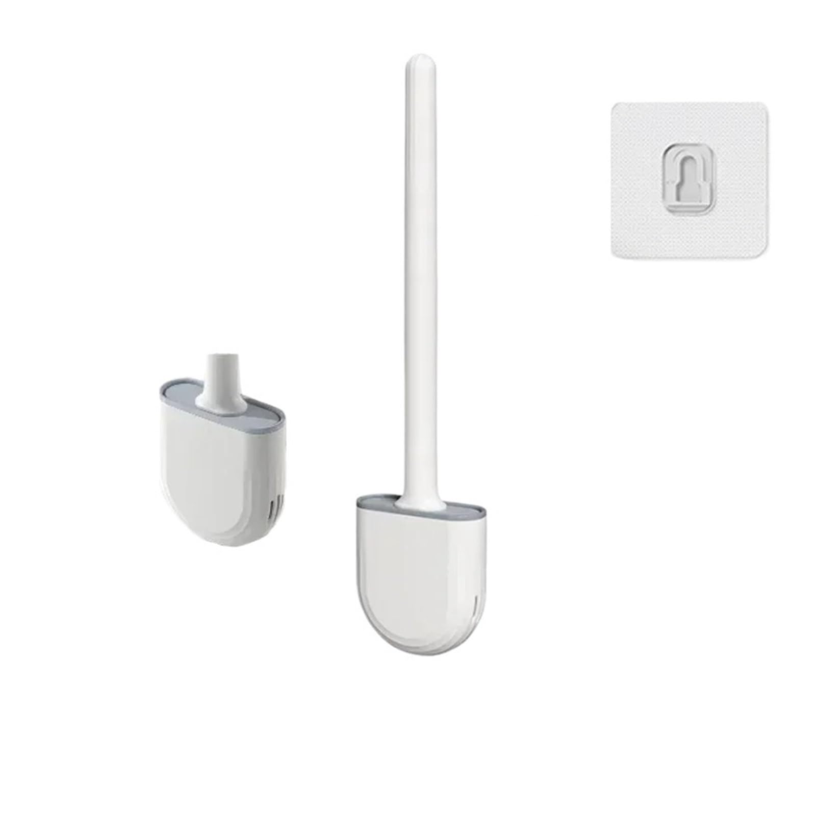 Toilet Brush Hanging Silicone Toilet Brush Cleaner with Long Handle Flexible Cleaner Bathroom Brush Quick Drying Holder Bathroom Accessories(White)