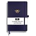 RICCO BELLO Classic College Ruled Hardcover Journal Notebook, Elastic Band Closure, Pen Holder, Vegan Leather, 5.7 x 8.4 inches (Navy Bee)