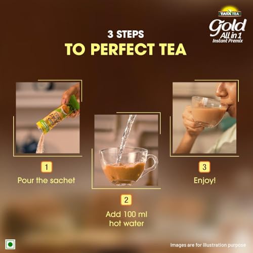 Image of Tata Tea Gold All-in-1 Instant Premix Cardamom Tea, 14g Per Serve, Quick & Easy To Make Cardamom Tea, 10 Sachets