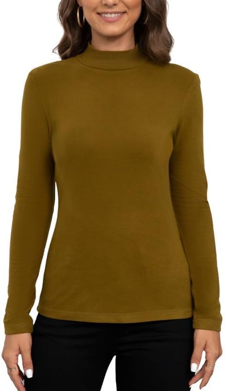 Women's Mock Turtleneck Lightweight Thermal Base Layer Tops - Image 3