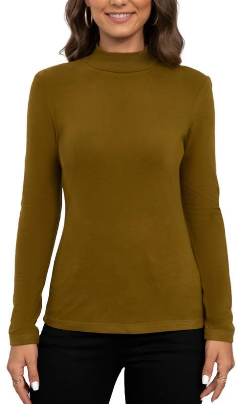 Women's Mock Turtleneck Lightweight Thermal Base Layer Tops3