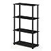 FURINNO Turn-S-Tube 4-Tier Multipurpose Shelf Display Rack, Square, Espresso/Black