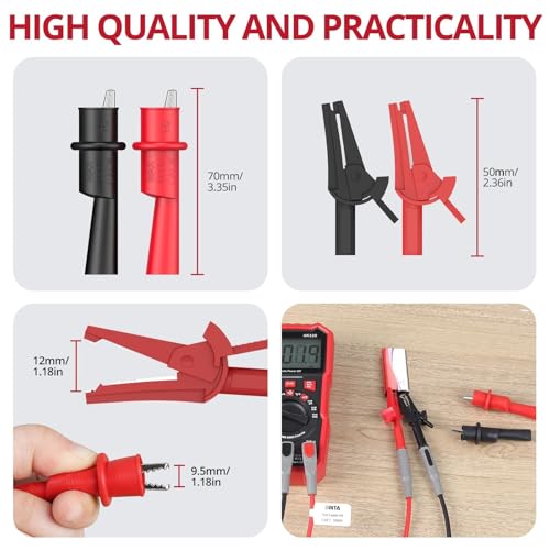 BINTA 27-Piece Silicone Multimeter Test Leads Kit with Gold-Plated Test Probes, Alligator Clips, Test Hook - CAT Ⅲ 1000V 20A Multimeter Leads Set for Industrial, Automotive, Home Electrical Testing - Thumbnail 3