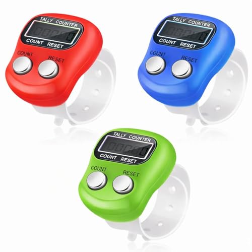 Image of Pack 3 - Digital Finger Counter | Electronic Hand Tally Counter with LCD Display, Reset Button & Adjustable Strap | Japa Counter for Chanting, Meditation, Prayer Counting, Sports Score, Golf