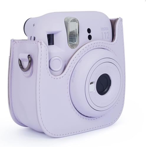 Riosin Instant Mini 12 Protective Case for Fujifilm Instax Mini 12/11 Camera,Premium Leather Camera Bag Cover with Pocket and Removable&Adjustable Strap (Lilac Purple) - Image 4