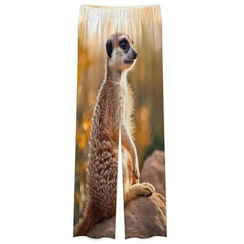 Meerkat Mens Pajamas Set Long Sleeve Sleepwear 2 Piece Button Down Lounge Set3