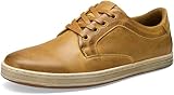 Jousen Men's Fashion Sneakers Leather Retro Casual Shoes for Men Breathable Dress Mens Sneakers (AMY5100A Brown 10.5)