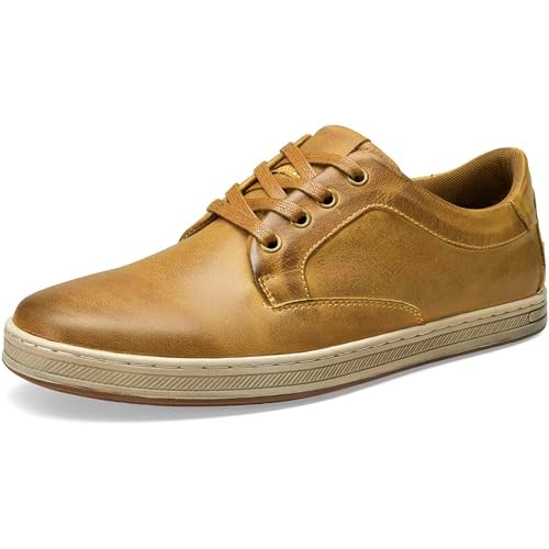Jousen Men's Fashion Sneakers Leather Retro Casual Shoes for Men Breathable Dress Mens Sneakers