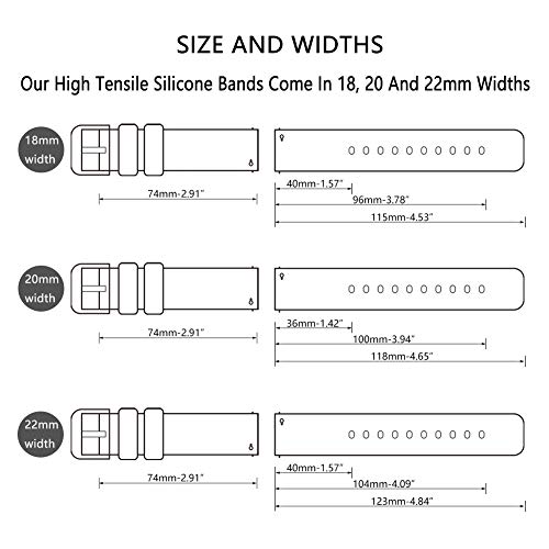 SANDEIN Watch Bands - Silicone Quick Release Soft Rubber Replacement Watch Strap for Men and Women, Fits Watch Lugs of 18mm, 20mm and 22mm (choose the proper size) by SANDEIN - Image 7