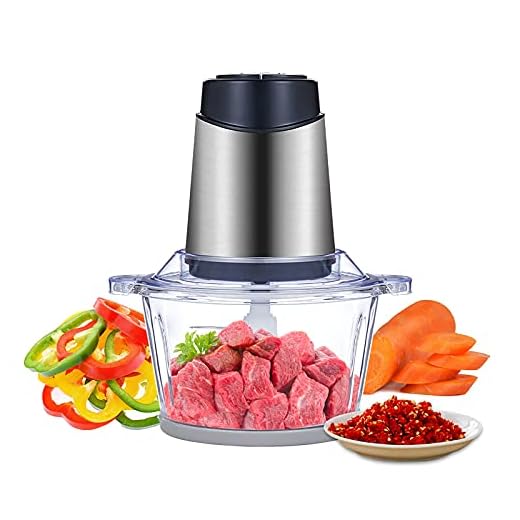 Mini Food Processor & Chopper, Köttkvarn med 4 Bi-nivåblad, 500 W Glasskål Kök Mincer 2 Hastighet för kött, Grönsaker, Frukt, Lök och Nötter