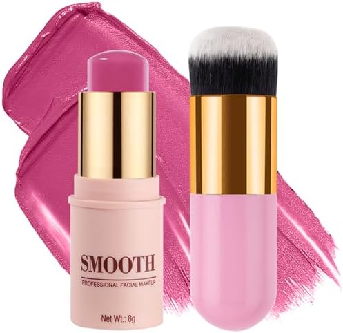 Shy Pink Monochromatic Cream Blush Stick for Cheek, Eyeshadow, Lip, 0.28oz