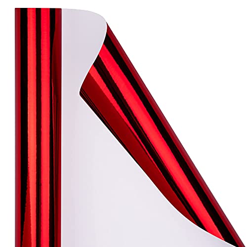 Image of RUSPEPA Red Metallic Wrapping Paper - Christmas Wrapping Paper Perfect for Wedding, Birthday, Christmas, Baby Shower - 17 Inches X 32.8 Feet