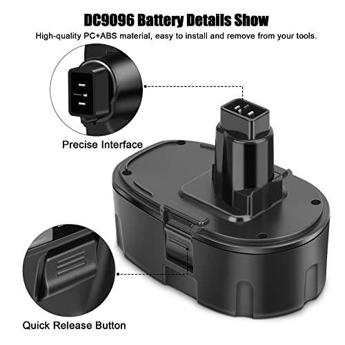JYJZPB 2Pack 4.5Ah DC9096 DC9098 for De Walt 18V XRP Battery Replacement DC9099 DW9098 DW9099 DW9095 DW9096 DE9039 for De Walt 18 Volt XRP Cordless Power Tools