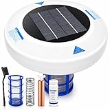 Solar Pool Ionizer for Inground & Above Ground Pools, Up to 45,000 Gallons, Floating Solar Water Clarifier, Large Solar Panel, Durable Copper Anode, Easy Pool Maintenance Solution