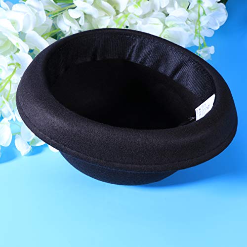 TENDYCOCO Fedora-Hut für Damen Schwarzer Woll-kuppelhut Aufrollbarer Bowler- Modischer Bowler-