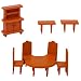 EYEPOWER Puppenhaus Möbel Set Esszimmer Puppenmöbel Holz Puppen Zubehör Braun