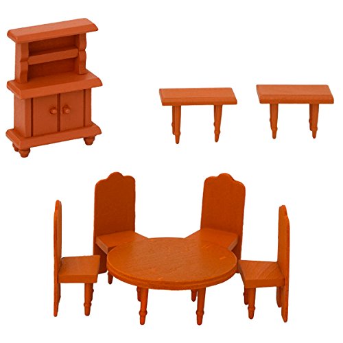 EYEPOWER Arredamento Sala da Pranzo per casa delle Bambole | Set di 8 mobili in Miniatura | di Legno