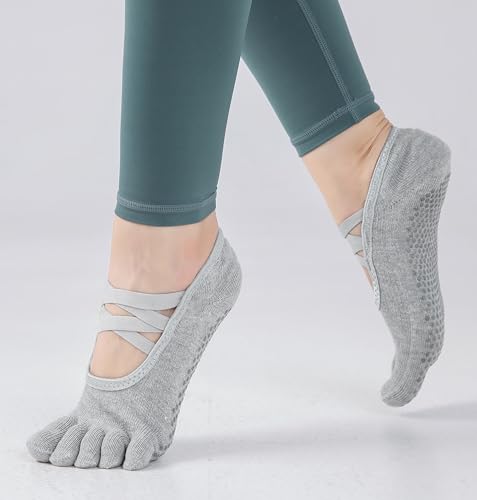 Image of SPENCIAL'S Women Non Slip Yoga Socks With Grips,Cotton Pilates Sports Athletic Dance Short Socks for Girls Ballet Pratice