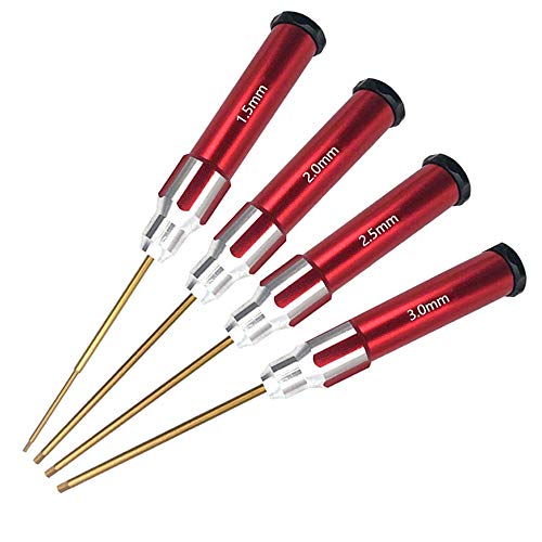 4pcs 1.5mm 2.0mm 2.5mm 3.0mm Jeu de tournevis hexagonaux Titane Hexagon Tournevis Clé Kit d'outils pour Multi-Axis FPV Racing Drone RC Quadcopter Hélicoptère Modèles de voiture Cover