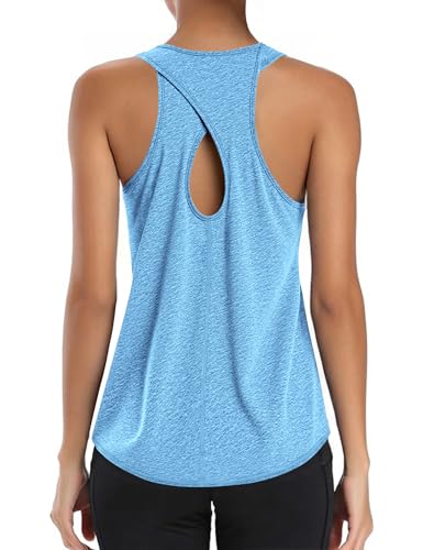Gyabnw Sport Shirts Für Damen mit Rückenausschnitt ärmellos leicht schnelltrocknend atmungsaktiv Activewear Für Damen Gyabnw Sport Shirts Für Damen mit Rückenausschnitt ärmellos leicht schnelltrocknend atmungsaktiv Activewear Für Damen