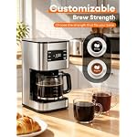 12 Cup Drip Coffee Maker Programmable, Regular & Strong, LED Display - Image 5