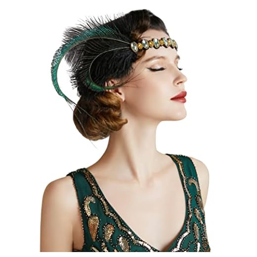 Coucoland dam 1920-talet fjäder pannband 20-talet stil flapper hårband Great Gatsby dam maskeraddräkt accessoarer