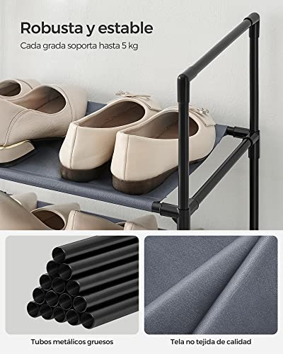 Miniatura 5 de Songmics Zapatero, Organizador Zapatos, 10 Baldas, Zapatero Abierto Estrecho, 28 X 45 X 173 Cm, Marco De Metal, Estantes De Tela No Tejida, Para Pasillo, Dormitorio, Gris Lsh010g01