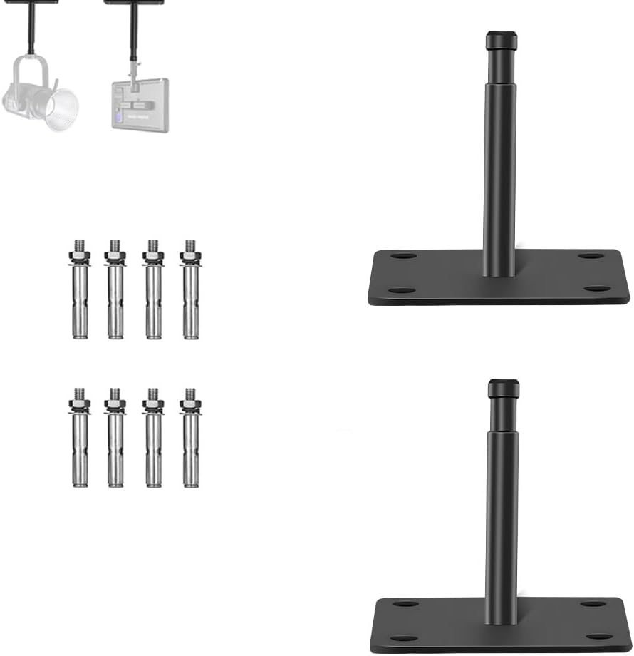 4.5" Baby Pin Wall Plate Ceiling Mount - Heavy Duty Steel Wall Bracket with 5/8" Baby Pin for Studio Lights, Softboxes & Lighting Equipment (2 Pack)