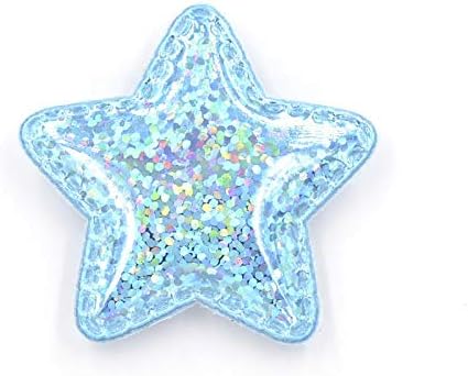 Patches 12Pcs PU Fabric Padded Patches Glittering Star Shape Appliques for Crafts Clothes Sewing Supplies DIY Hair Bow Decor Clothing Repair Decoration Patches(Pink)