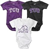 Wes and Willy Infant TCU Texas Christian Bodysuits 3 Pack Organic Cotton Set (18 M)
