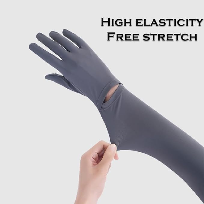 Image of SEMITO UV Protection Sleeves for Women & Girls, Sunblock Driving Gloves Non Slip for UV Protection Cooling Arm Sleeves for Biking, Cricket, Cycling, Golf & Outdoor Sports