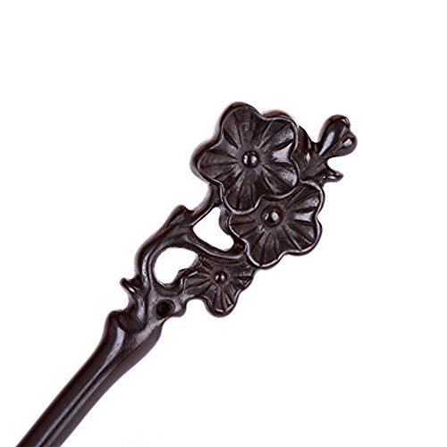 FINGER LOVE Handmade Carved Wooden Hairpin vintage Chopsticks Chinese Decorative Accessory Ebony Wooden Hair Stick Plum Blossom Black Ebony