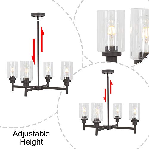 VINLUZ 4 Light Pendant Chandelier Modern Metal Lighting Oil Rubbed Bronze Industrial Ceiling Lighting Fixture for Dining Room Kitchen Living Room by VINLUZ - Image 6
