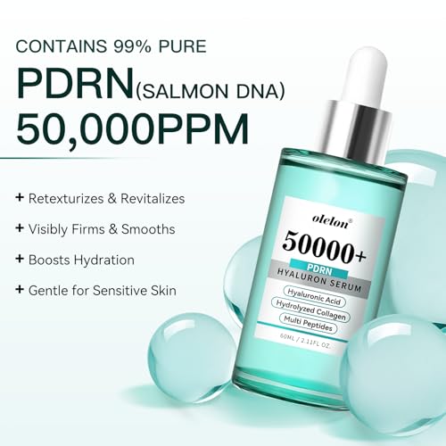 OLELON Salmon DNA PDRN Anti-Aging Serum – 50,000ppm PDRN & Hyaluronic Acid for Hydration & Radiance, Collagen & Peptides for Firm, Smooth the Skin | Korean Skincare 60ml / 2.11 fl.oz